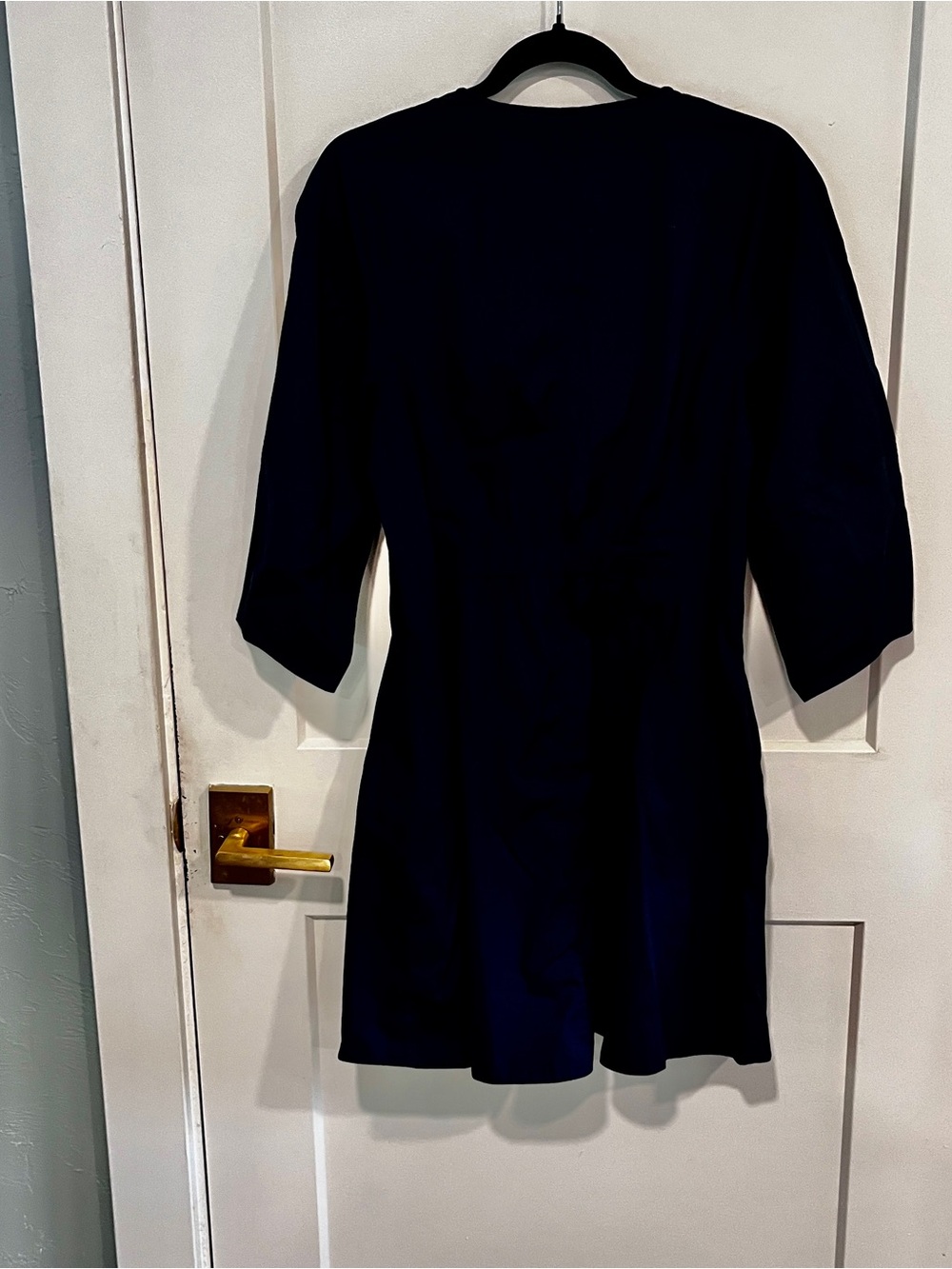 Madewell Sculptural Sleeve Navy Pleated Mini Dress Sz 6 - Picture 6 of 12